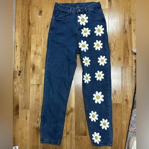 Flower mom jeans
